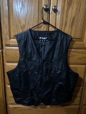 FMC Black Leather Men's Vest